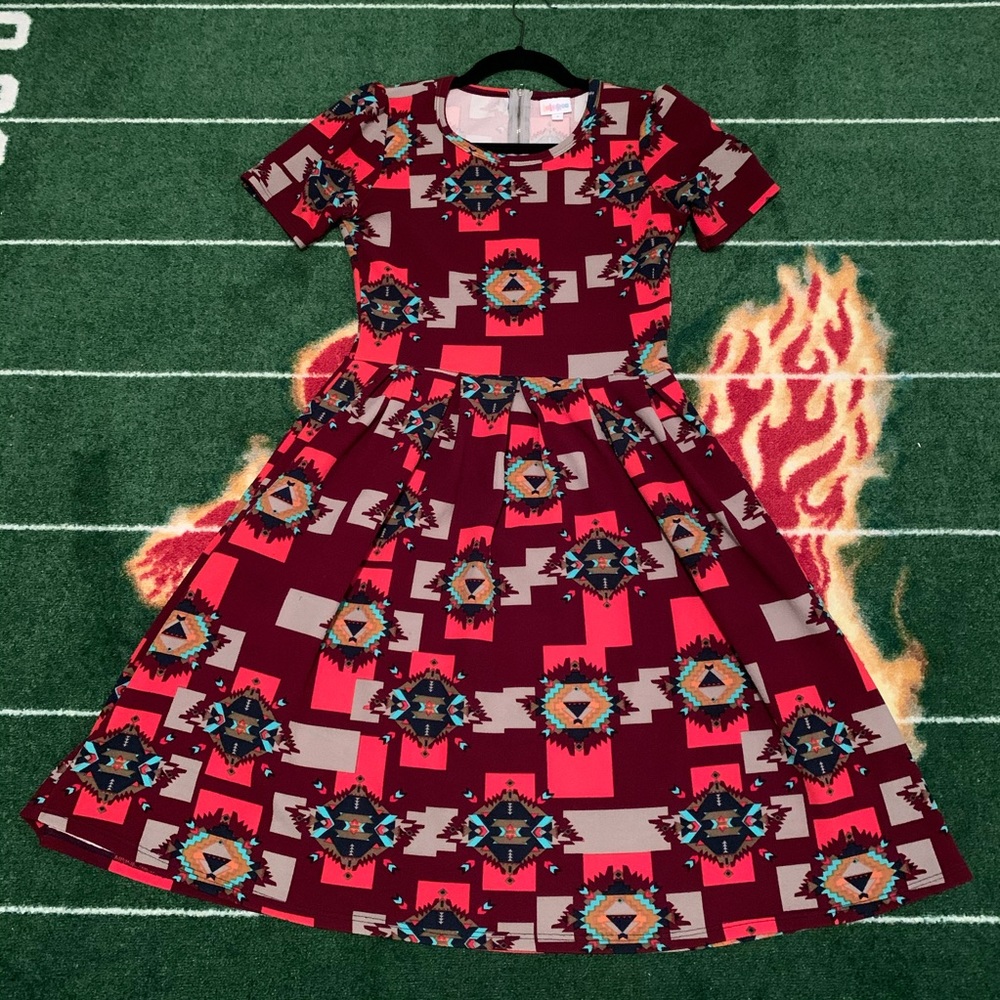 LuLaRoe Aztec Patterned Flare Dress w/ Pockets